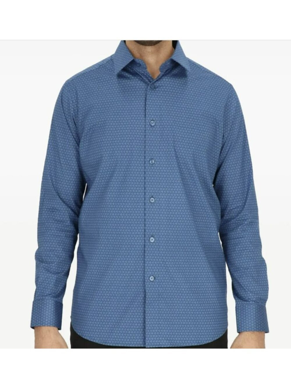Scotch & Soda Mens Modern Fit Blue Dress Shirt Stretch Fabric Size 16.5